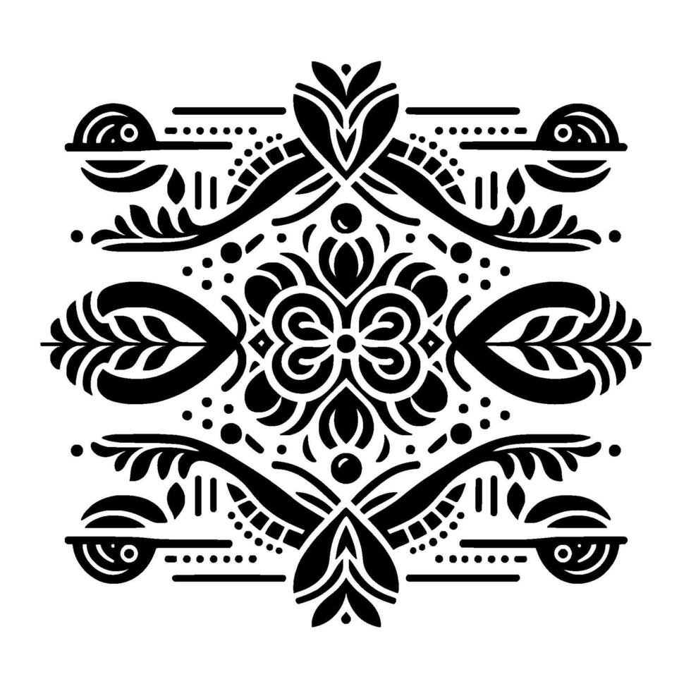 Symmetrical black and white floral pattern elegant element vector