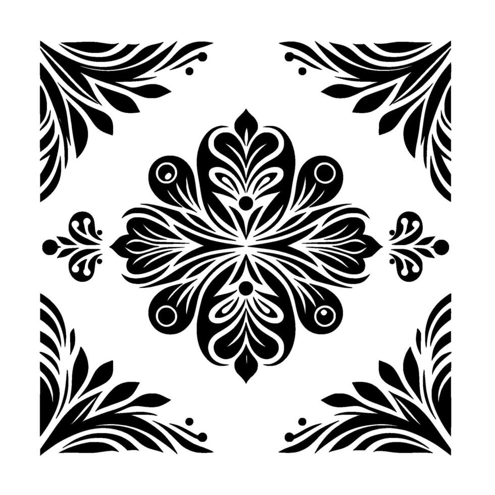Elegant black and white floral ornament, pattern, decorative vector