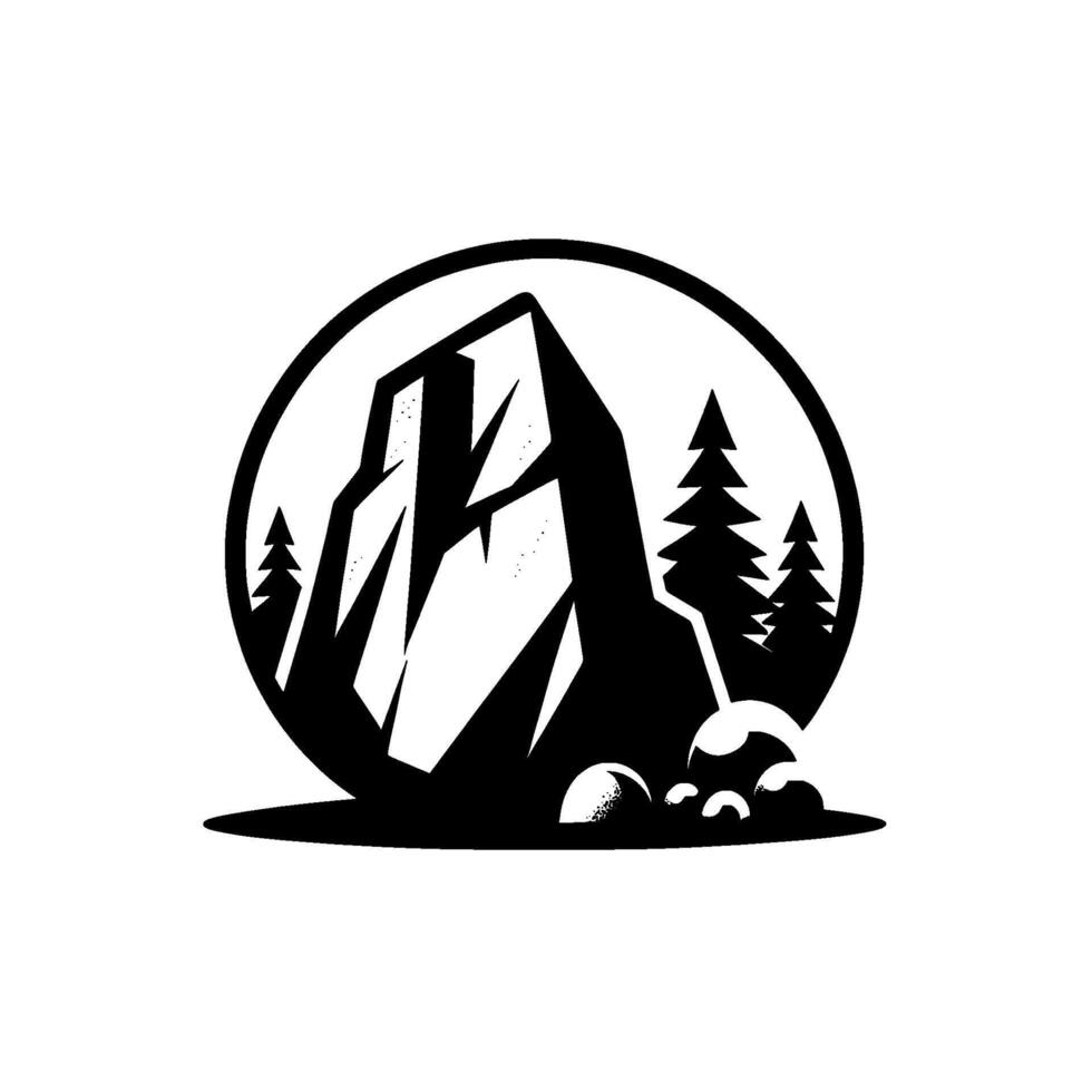 Minimalist mountain pine tree in black white vector