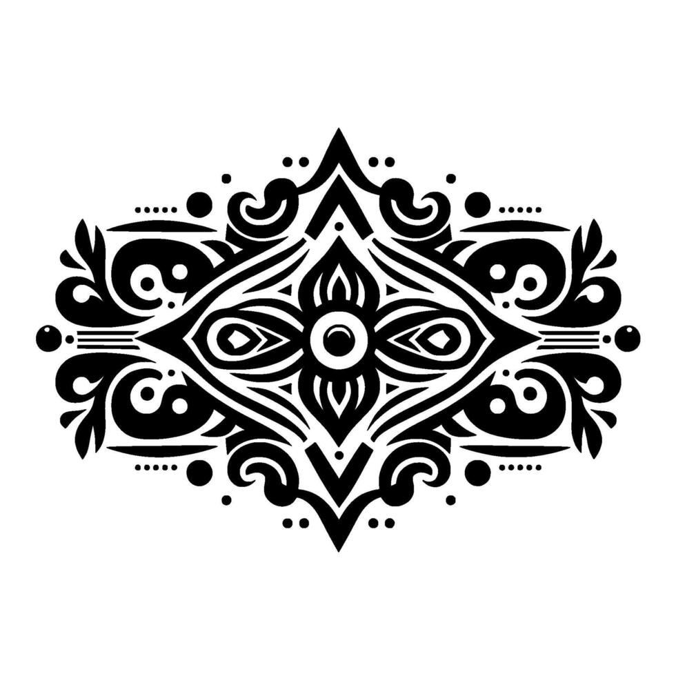 Intricate black white ornament floral geometric pattern vector