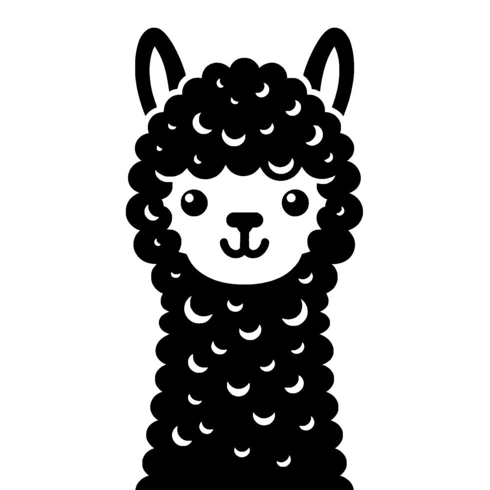 Cute black and white llama vector