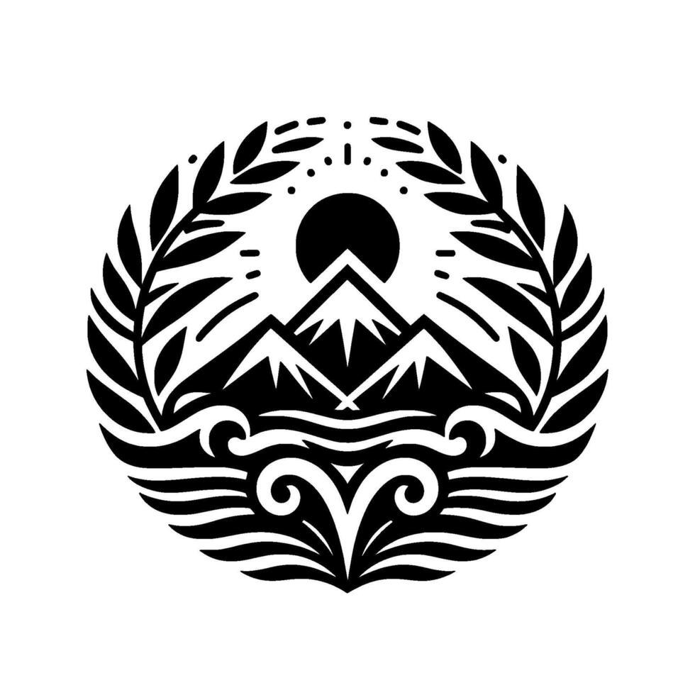 Minimalist mountain landscape emblem nature, adventure, and peace vector