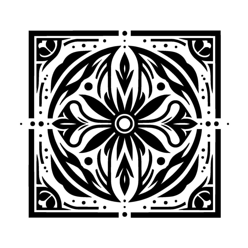 Ornamental floral mandala pattern in black and white vector
