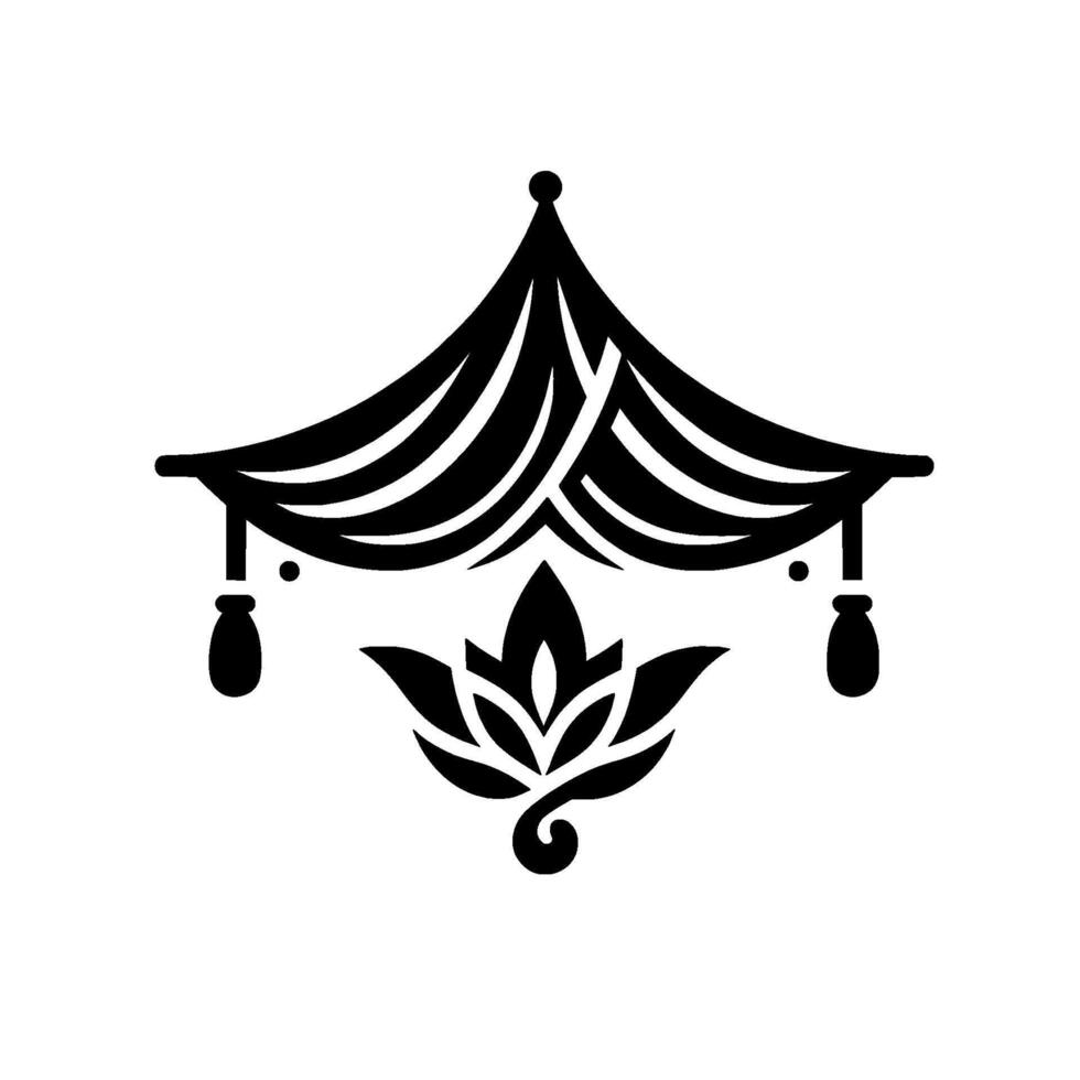 Elegant floral pavilion black white vector