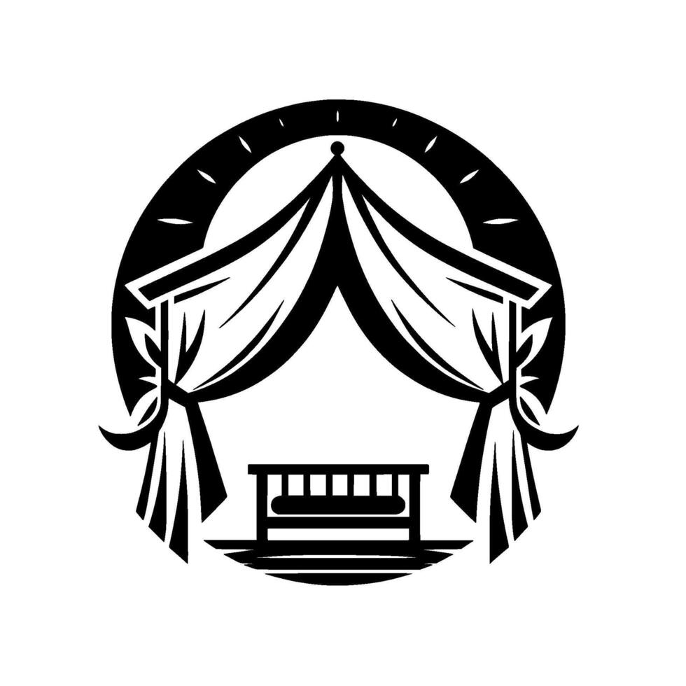 Simple black and white garden gazebo , decorative, minimalist vector