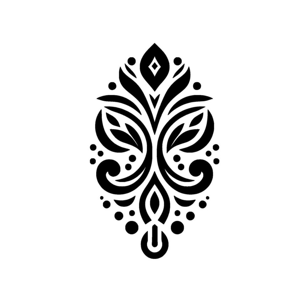 Symmetrical black floral ornament on white background vector