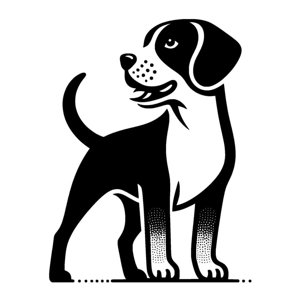 Playful black white dog illustration mascot for pet branding vector