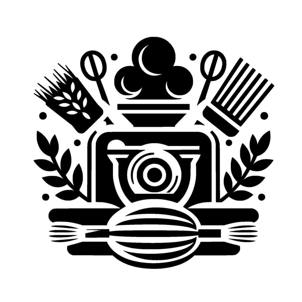 Bakery emblem simple black white illustration vector
