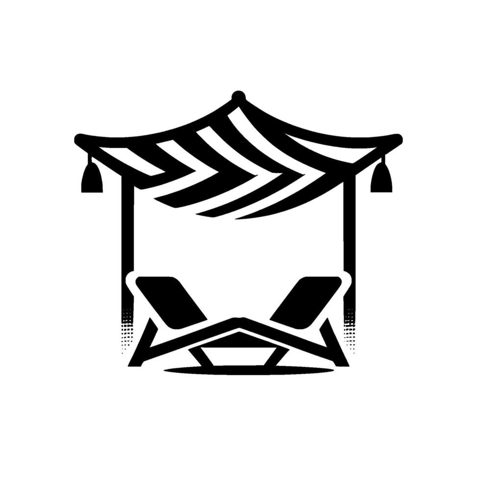 Minimalist black white beach scene vector