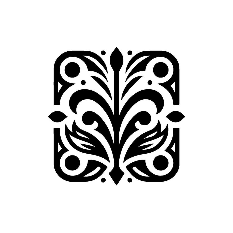 Black and white floral ornament in a square frame vector