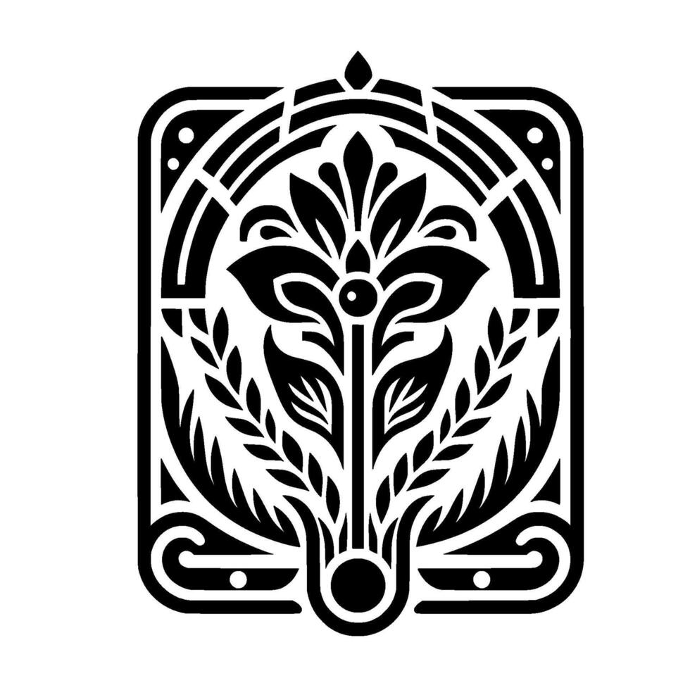 Elegant black white floral in art deco style vector