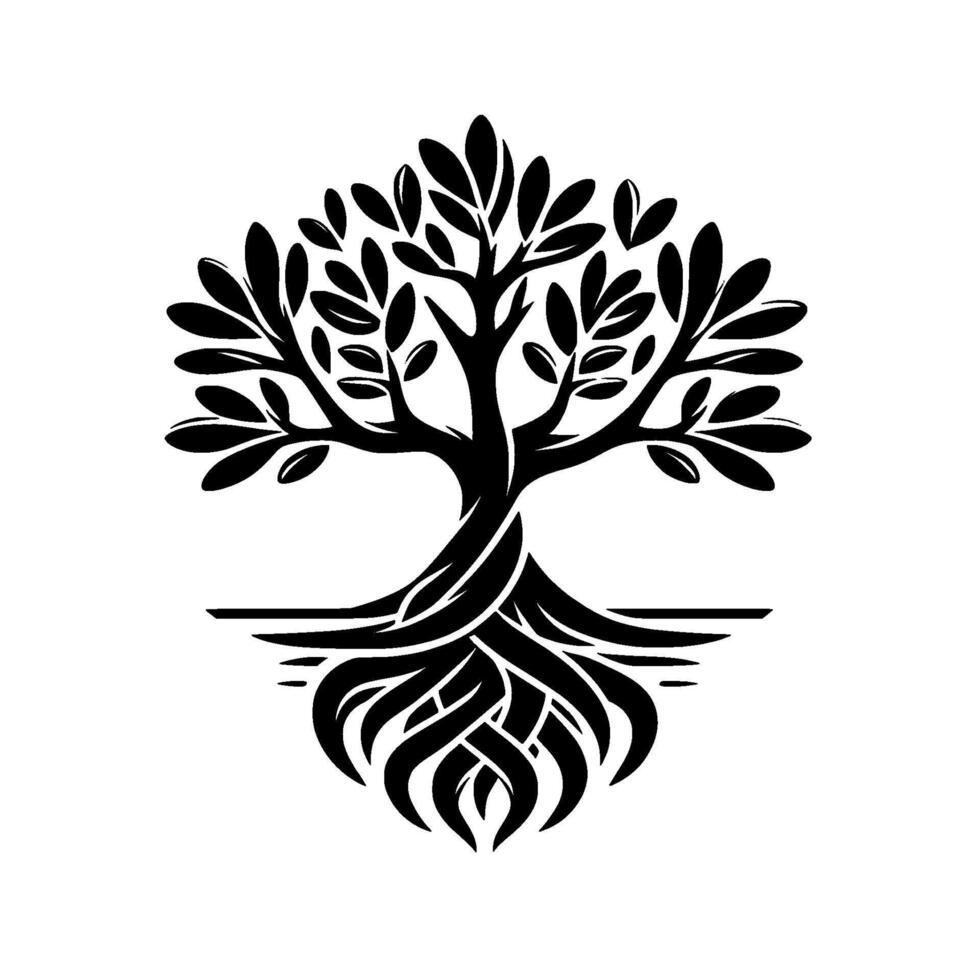 Symbolic black and white tree of life illustration vector
