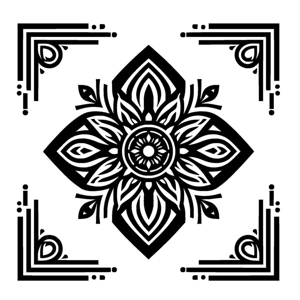 Elegant black white mandala geometric pattern, art vector