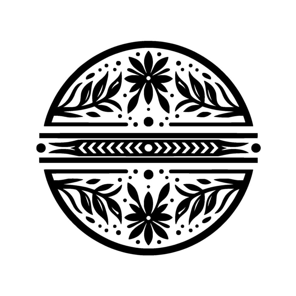 Intricate floral mandala in black and white vector
