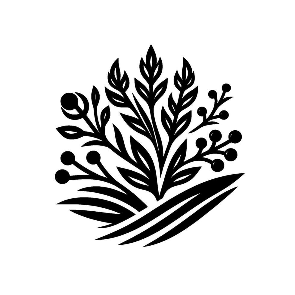 Elegant black white floral crest element vector