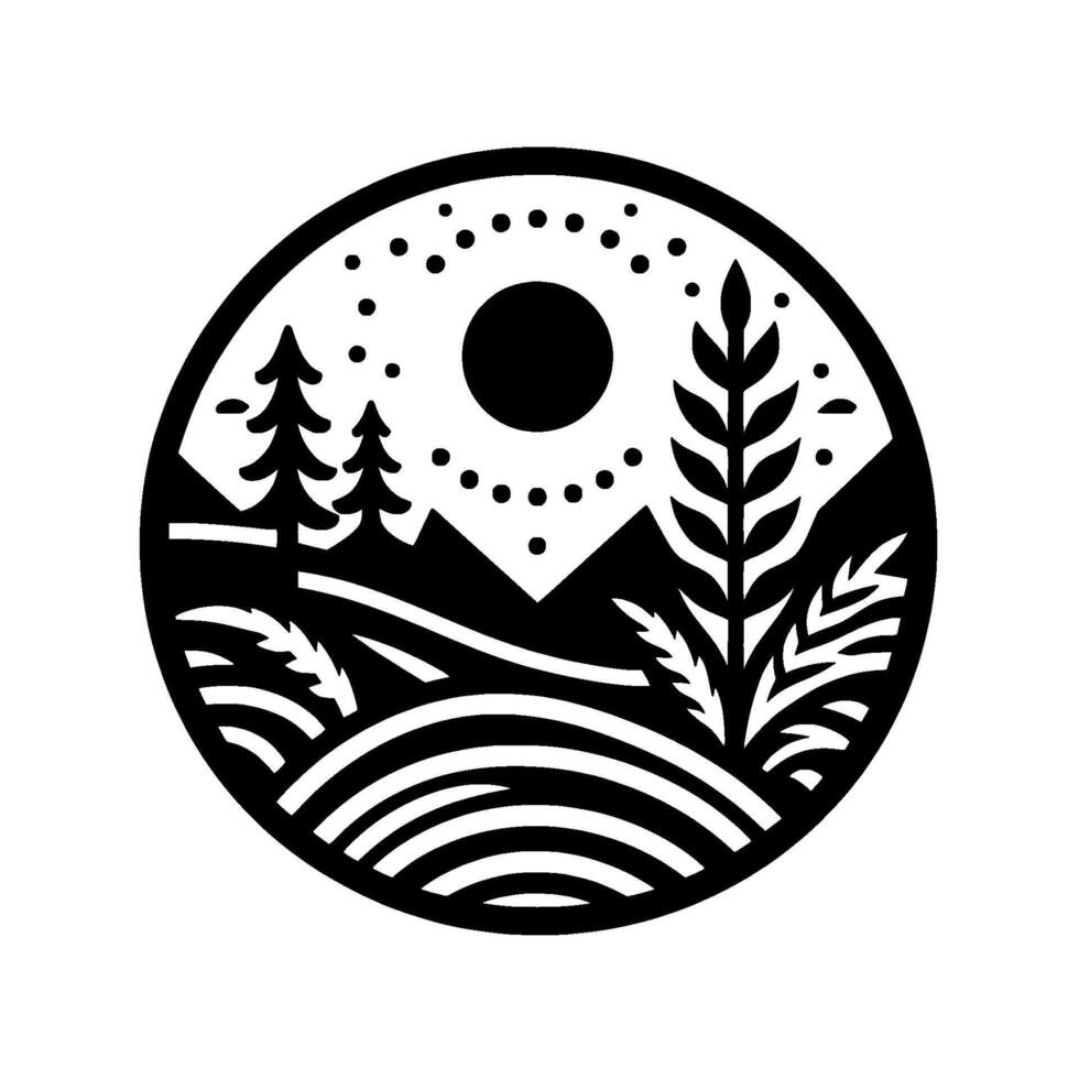 Minimalist black and white nature circle vector