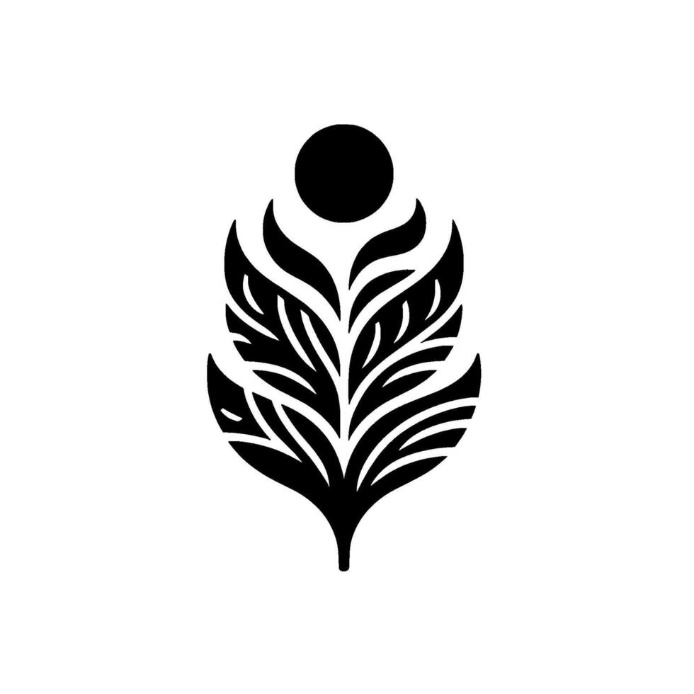 Abstract black white floral minimalist botanical vector