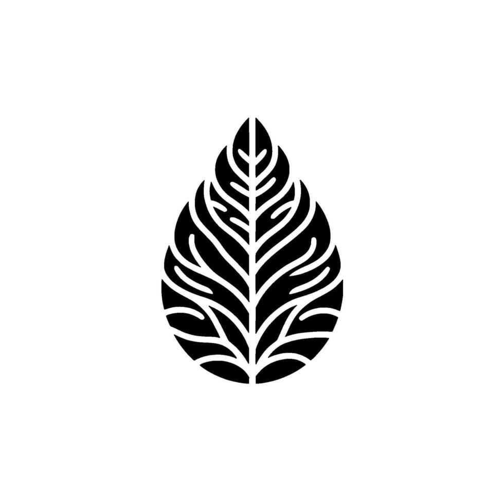 Elegant black leaf on white background, minimalist vector