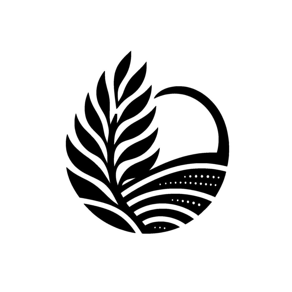 Minimalist botanical leaf, field, and circle vector