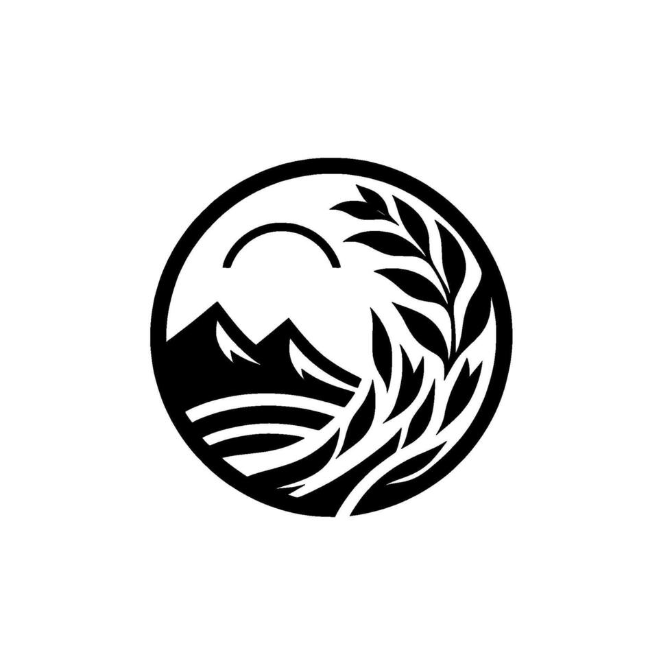Mountain landscape foliage circle in minimalist style vector