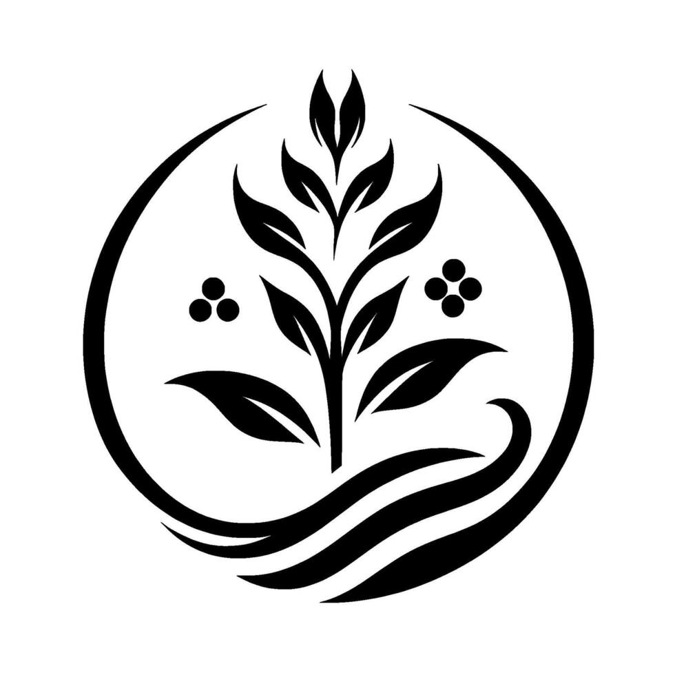 Elegant black and white botanical nature, organic, brand vector