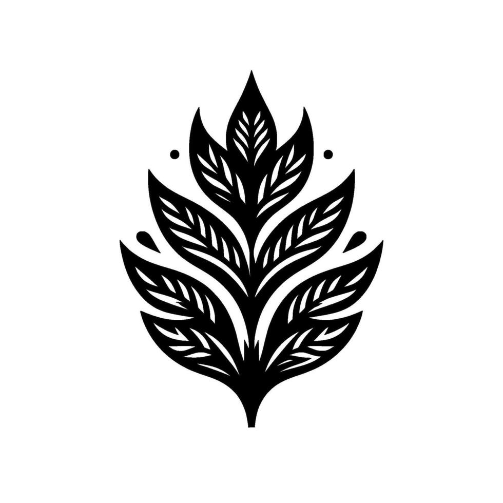 Elegant black leaf silhouette on white background vector