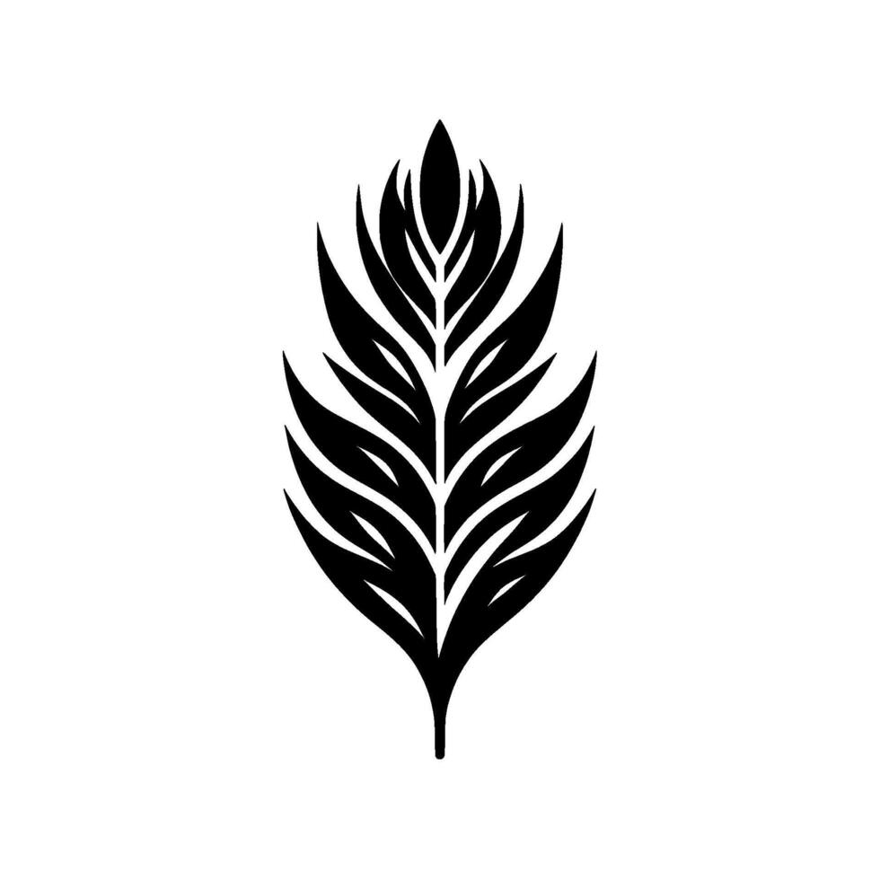 Monochromatic leaf silhouette on white background, art vector