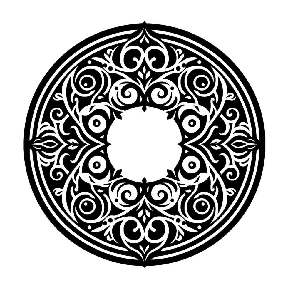 Ornate black white circular mandala vector