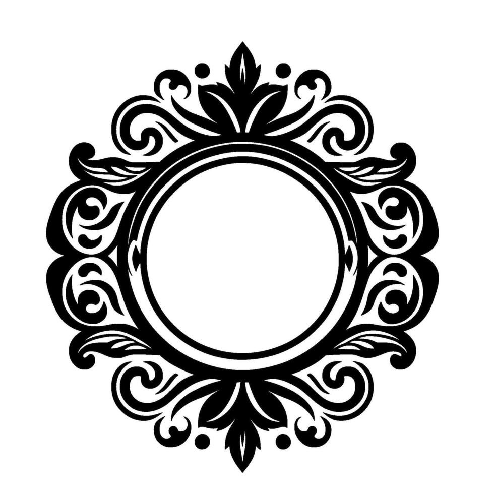 Elegant black white ornamental frame for invitations branding vector