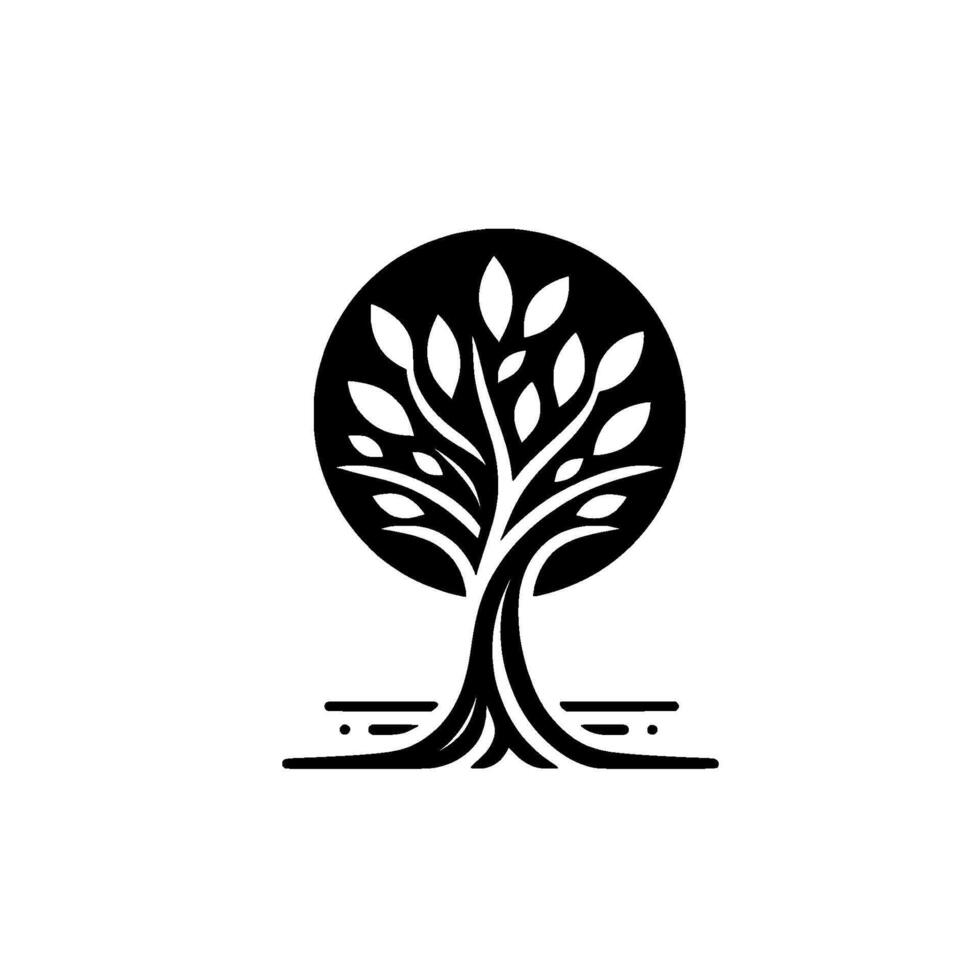 Minimalist black and white tree , nature , simple and modern vector