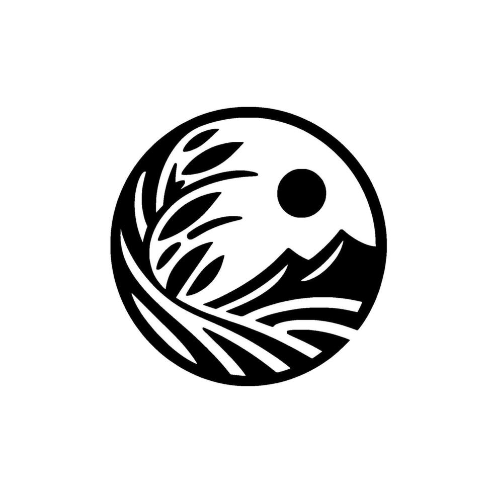Abstract black white round nature inspired vector