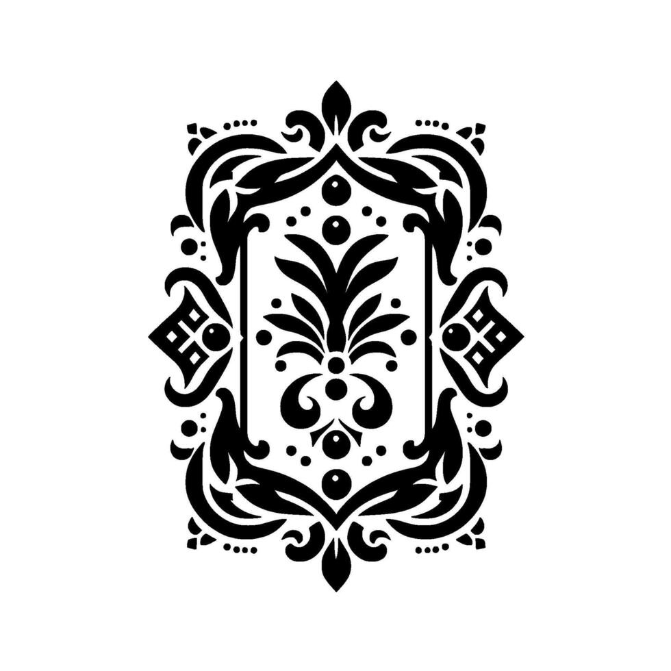 Ornate black and white flourish frame, elegant element vector