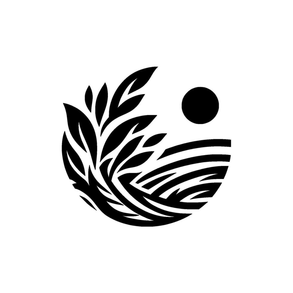 Abstract nature leaves sun, black white vector
