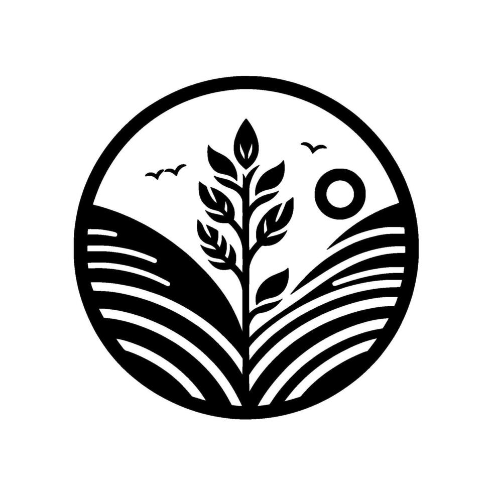 Minimalist ecofriendly farm black and white vector