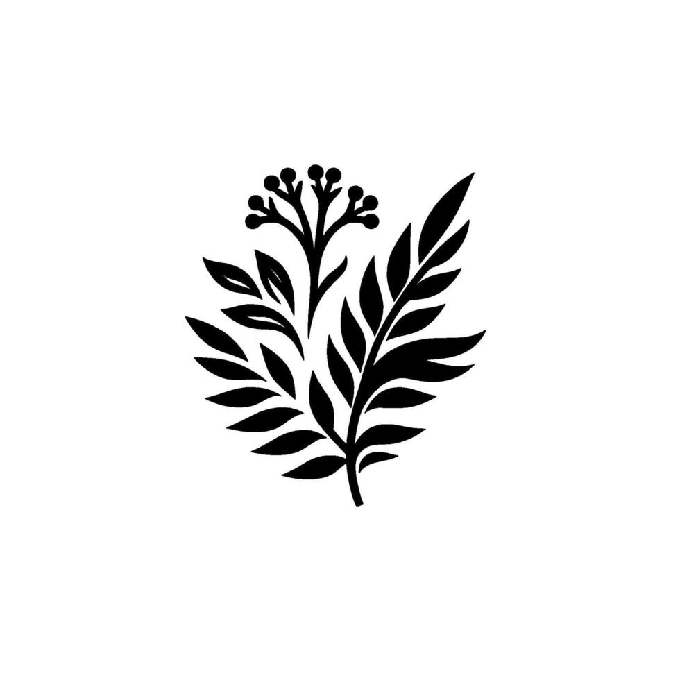 Minimalist black and white botanical illustration for vector