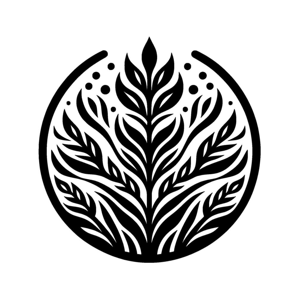 Decorative circular floral , black white vector