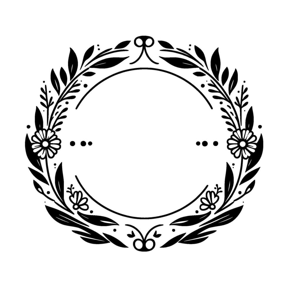 Elegant black floral wreath element for invitations logos vector