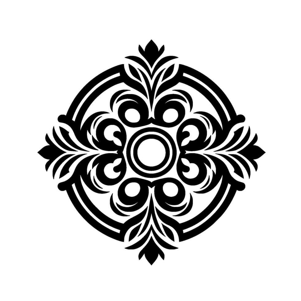 Elegant Black and White Floral Ornament , Element vector
