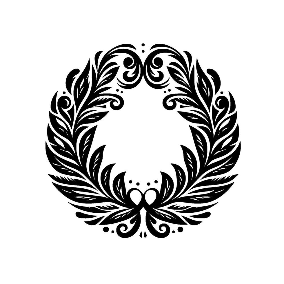 Elegant Black White Floral Wreath vector