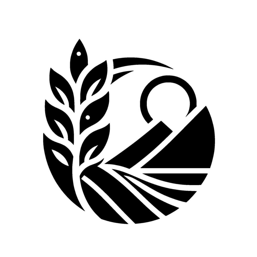 Minimalist Agriculture Wheat Landscape, Black White vector