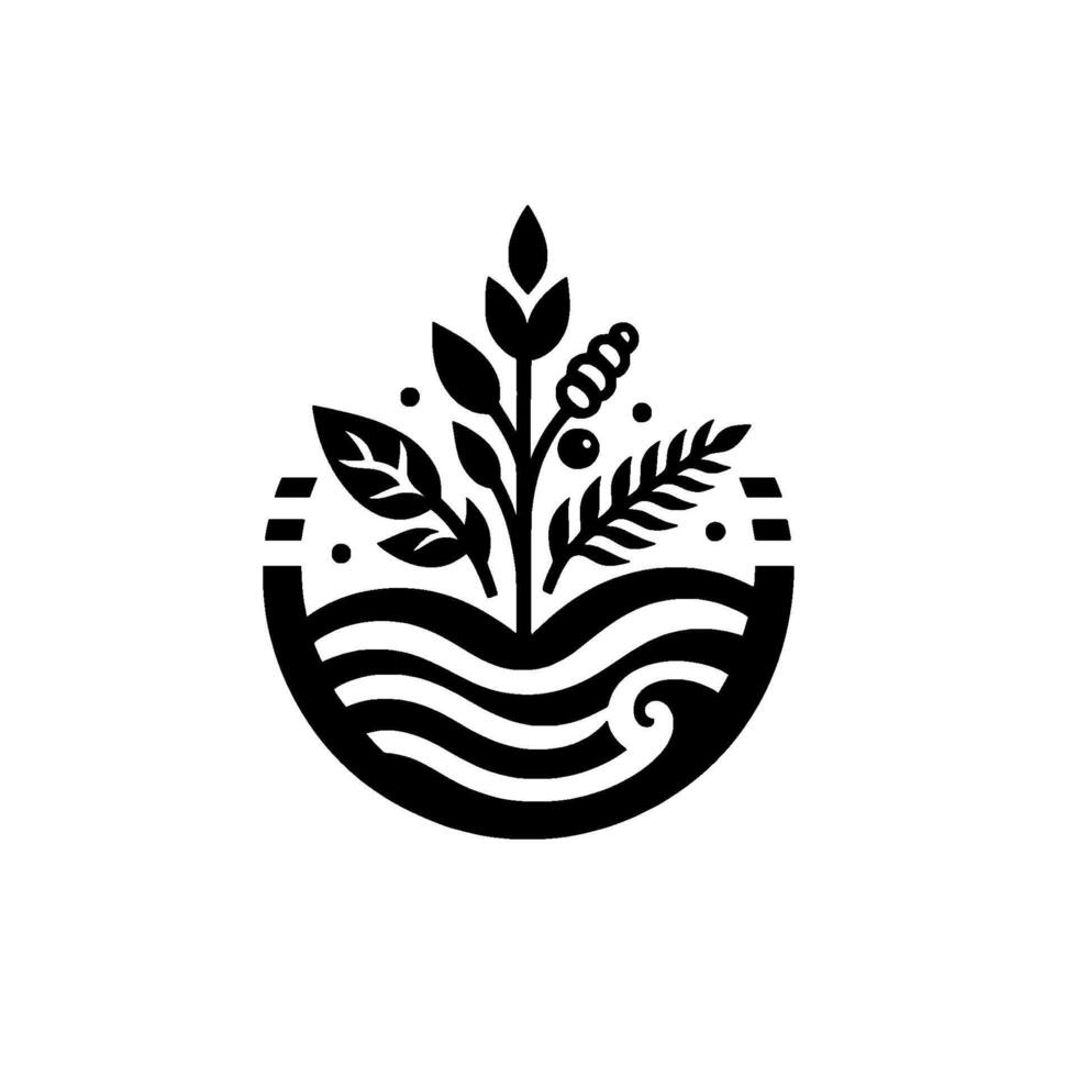 Black White Nature Plant Life Water Symbol vector