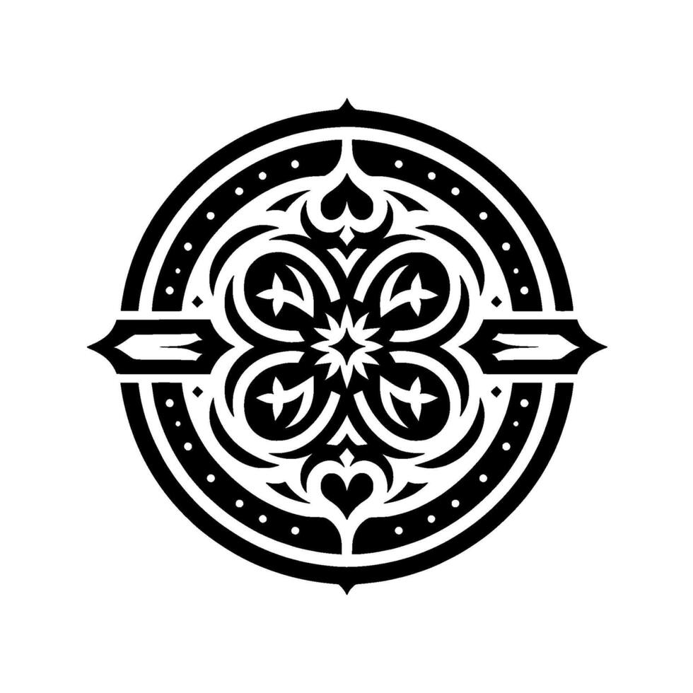 Decorative Black White Circular Ornament, Intricate Symmetry vector