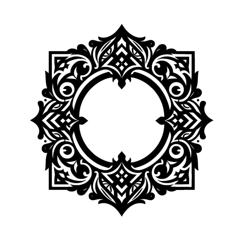 Ornate Black and White Frame Geometric , Elegant Illustration vector