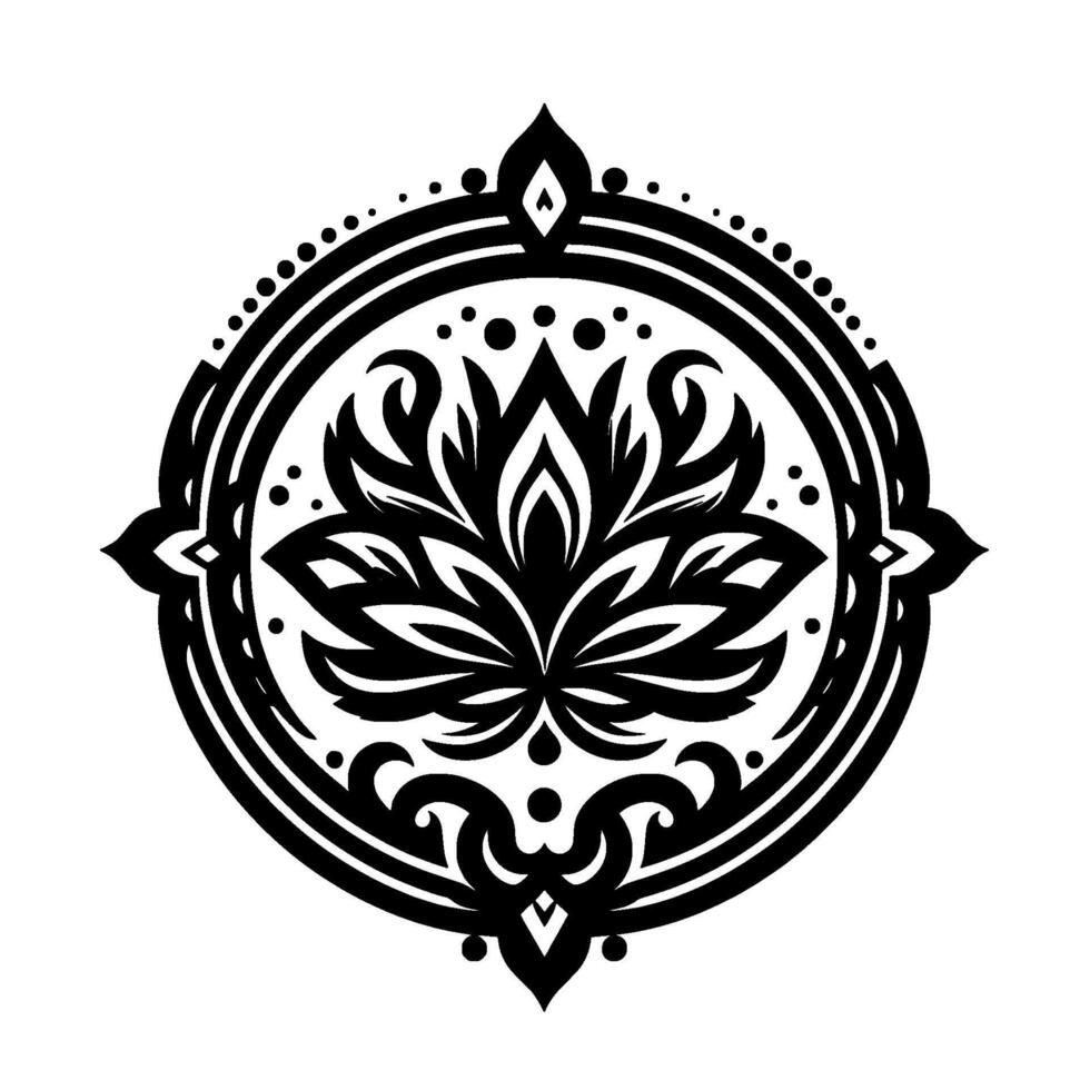Elegant Black and White Lotus Mandala , Decorative Flourish vector