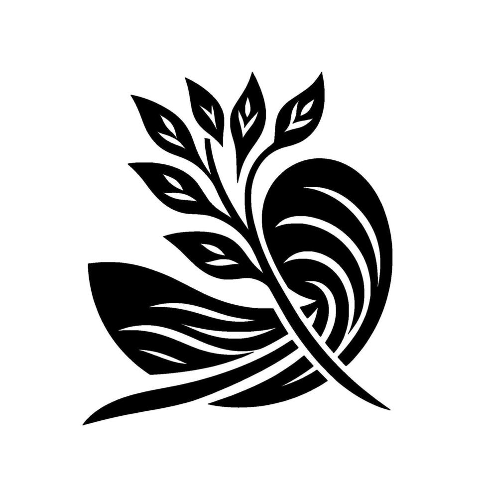 Black White Leafy Abstract , Art for Logos Decor vector