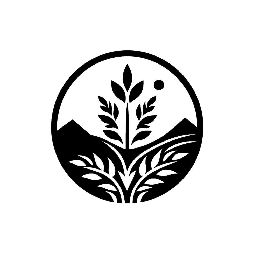 Minimalist Nature Plant Mountains in Circle vector