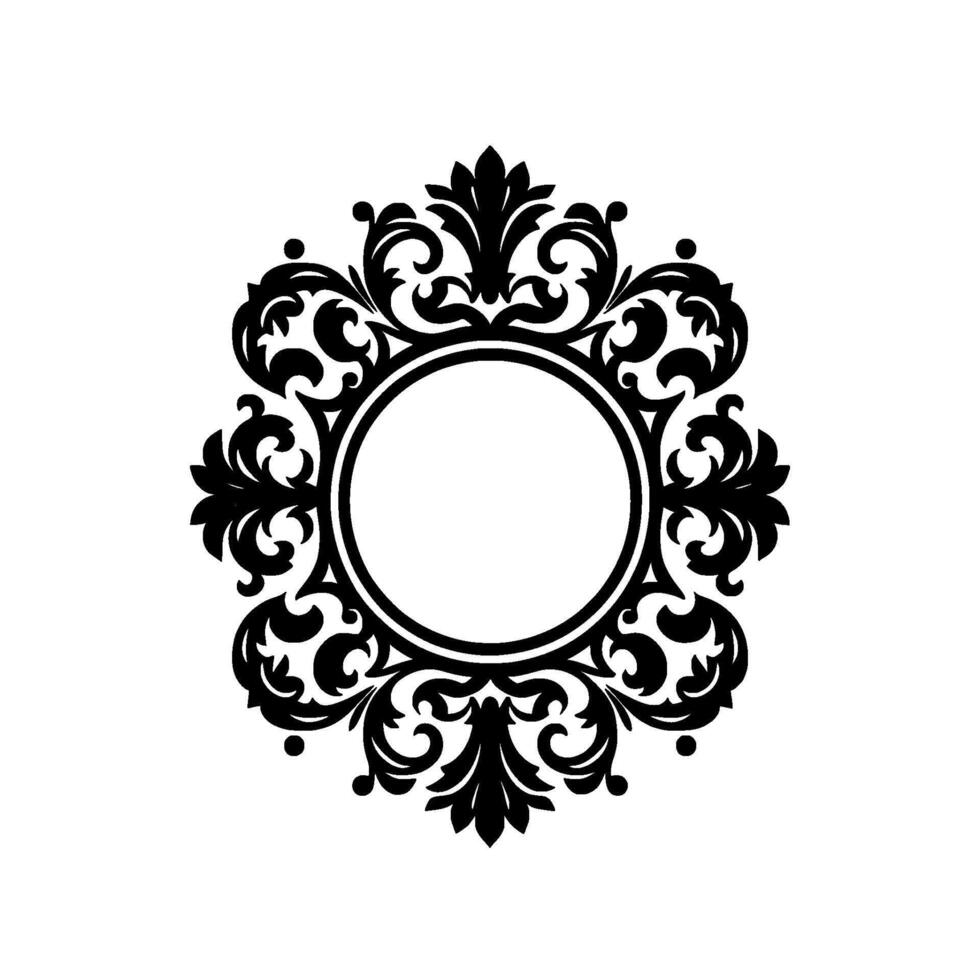 Elegant Ornamental Frame in Black and White, Circular vector