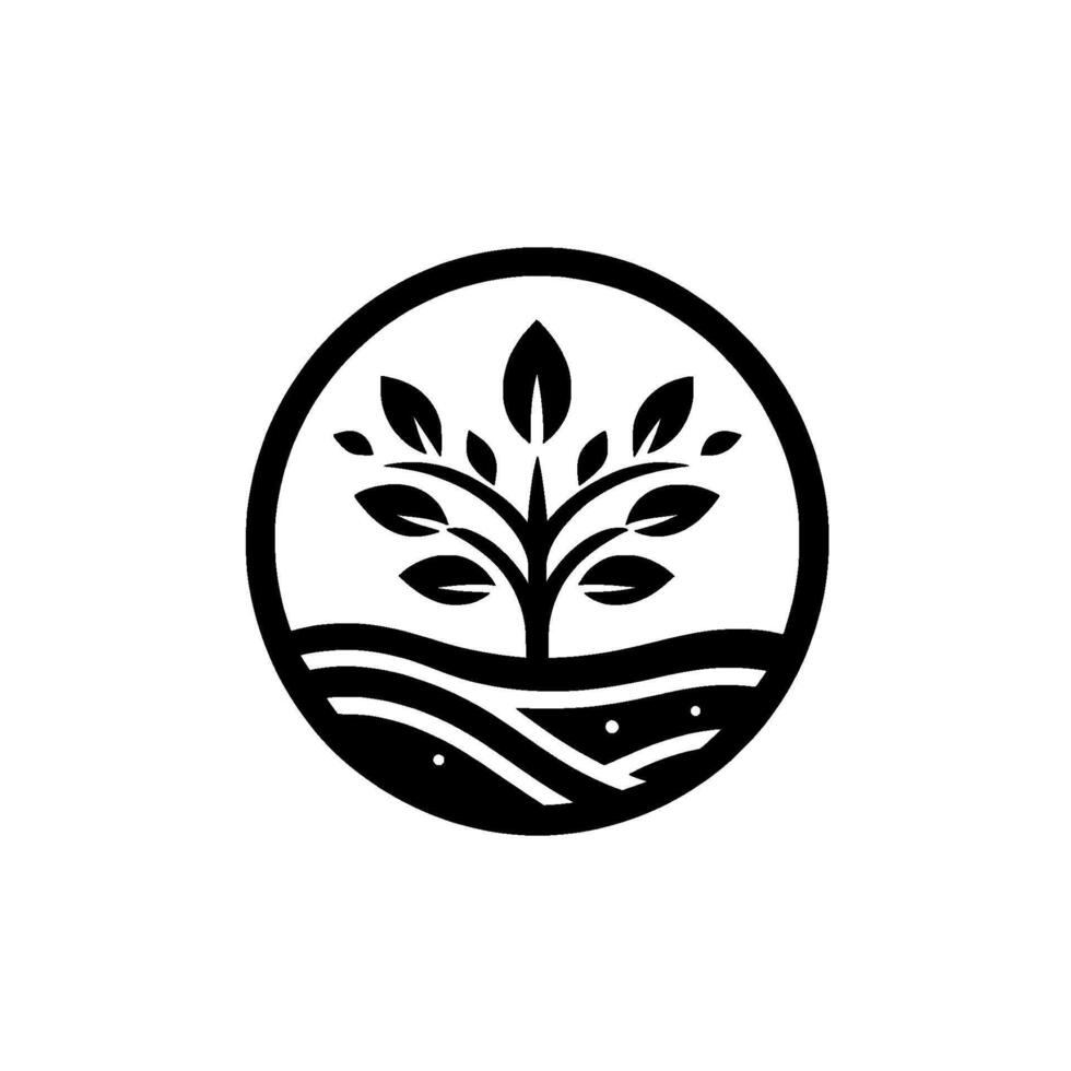 Minimalist Tree in Circle, Organic and EcoFriendly Concept vector