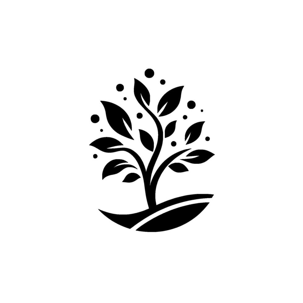 Minimalist Black and White Tree Nature, Growth, EcoFriendly vector