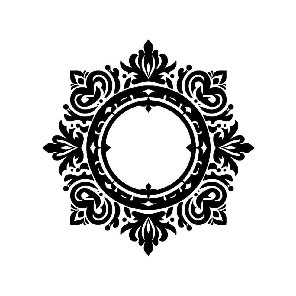 Elegant Black White Ornamental Frame Circle vector